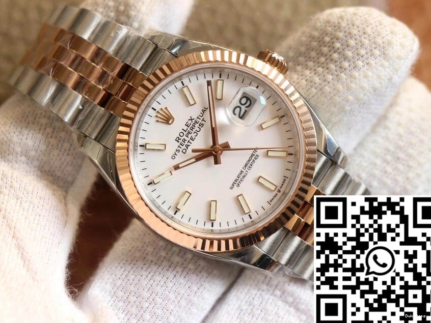 Datejust White M126231-0017 EW Rolex Dial Rose Factory Gold 0314